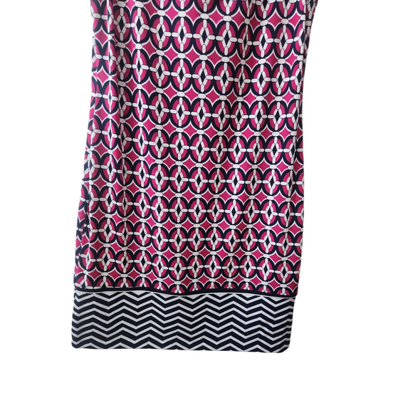 Liz Claiborne Geometric Pattern Dress Navy, Pink and White Size Large - Picture 8 of 9